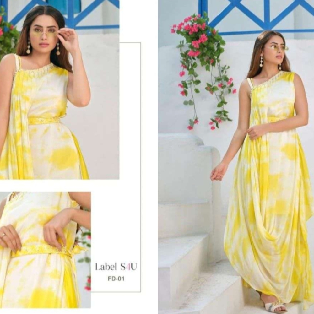 indo-western dress | fusion drape  dress